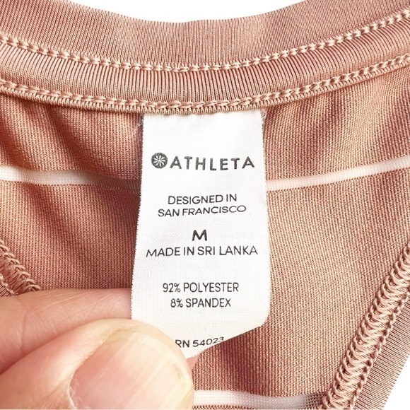 Athleta Nude Mesh Striped Chi Racerback Tank Size Medium - Picture 3 of 3